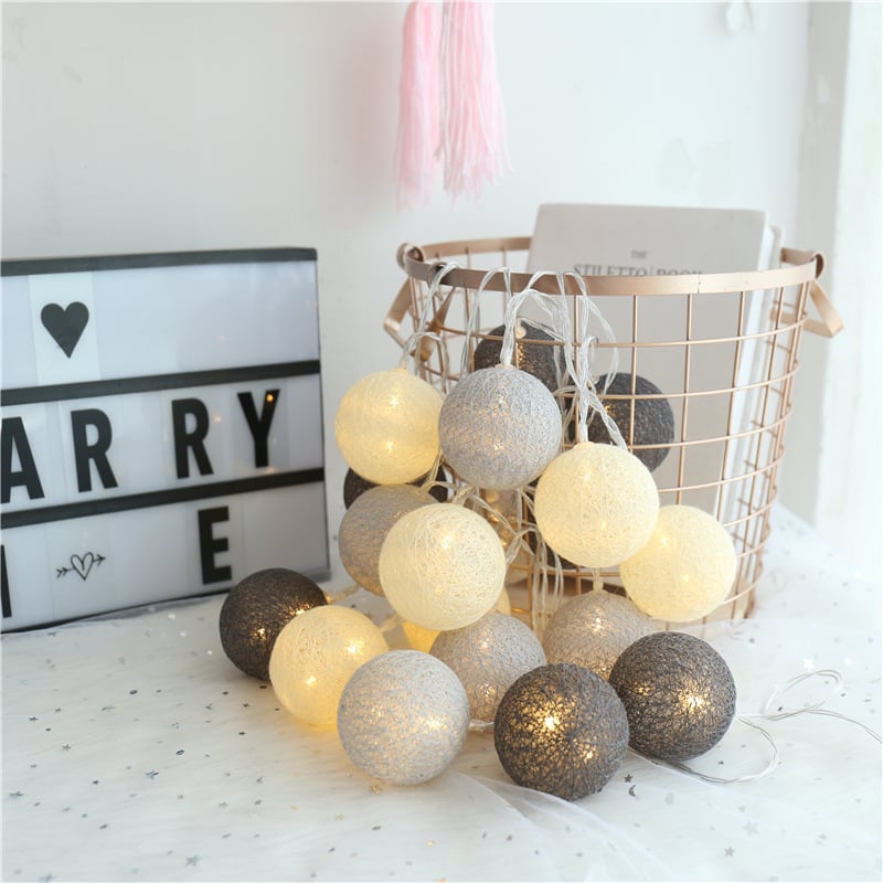 Cotton thread star-shaped lanterns with LED lights