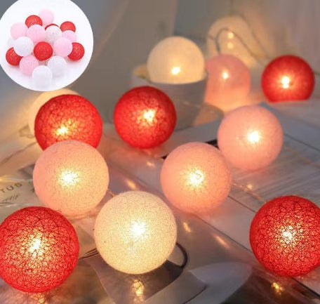 Cotton thread star-shaped lanterns with LED lights