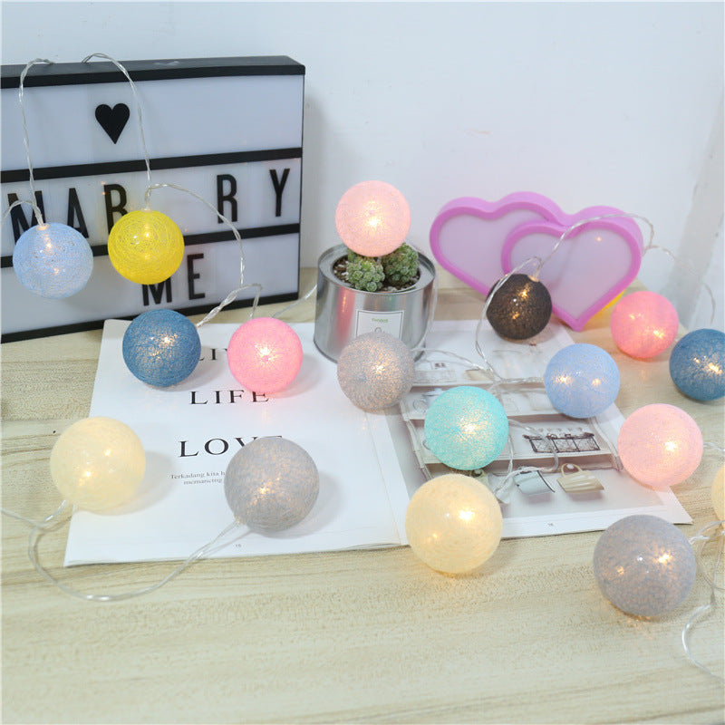 Cotton thread star-shaped lanterns with LED lights