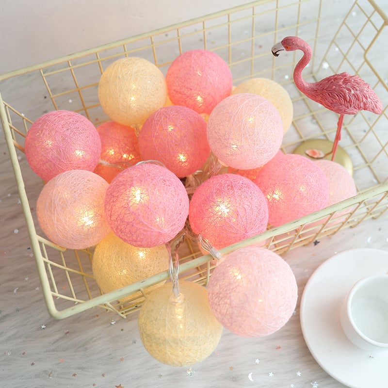 Cotton thread star-shaped lanterns with LED lights